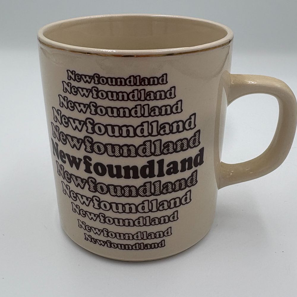 Vintage‎ Newfoundland Cream Colored Ceramic Coffee Mug Kun-Lun Brand